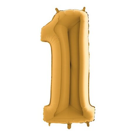 Mooideco - Grabo Cijfer ballon 1 goud 66 cm