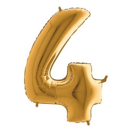Mooideco - Grabo Cijfer ballon 4 goud 66 cm