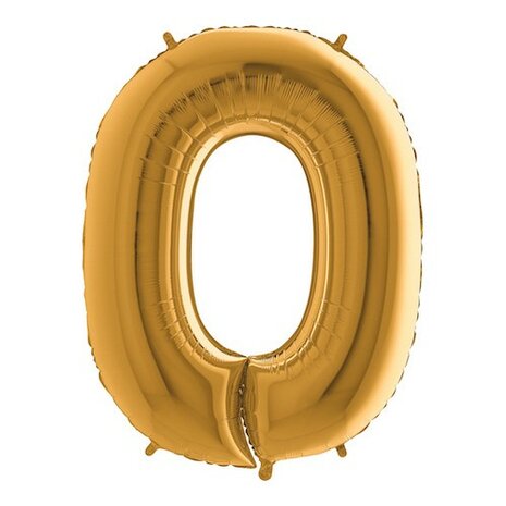 Mooideco - Grabo Cijfer ballon 0 goud 66 cm