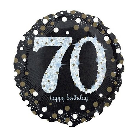 Mooideco - Sparkling black - Happy birthday 70 jaar ballon