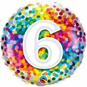 Mooideco - Rainbow confetti - Happy birthday 6 jaar folie ballon