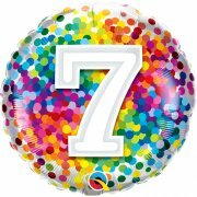 Mooideco - Rainbow confetti - Happy birthday 7 jaar folie ballon