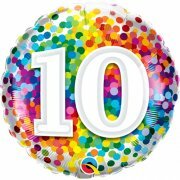 Mooideco - Rainbow confetti - Happy birthday 10 jaar folie ballon