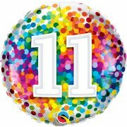 Mooideco - Rainbow confetti - Happy birthday 11 jaar folie ballon