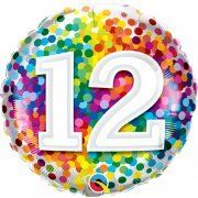 Mooideco - Rainbow confetti - Happy birthday 12 jaar folie ballon