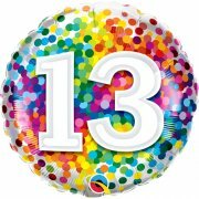 Mooideco - Rainbow confetti - Happy birthday 13 jaar folie ballon