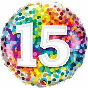 Mooideco - Rainbow confetti - Happy birthday 15 jaar folie ballon