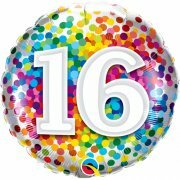 Mooideco - Rainbow confetti - Happy birthday 16 jaar folie ballon