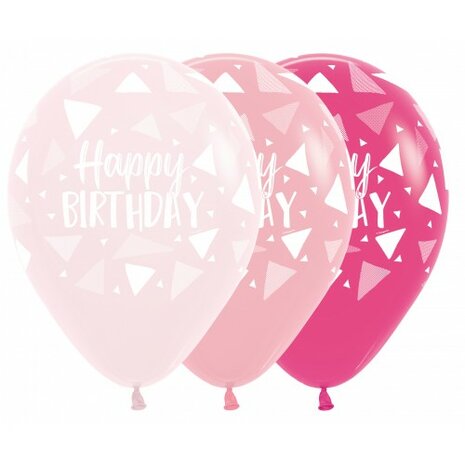 R12 - Happy Birthday - Triangles Pink