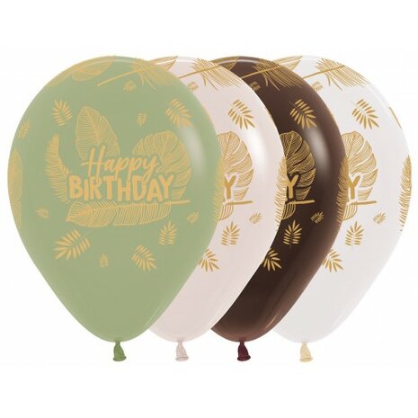 R12 - Happy Birthday - Tropical Leaves - Gold