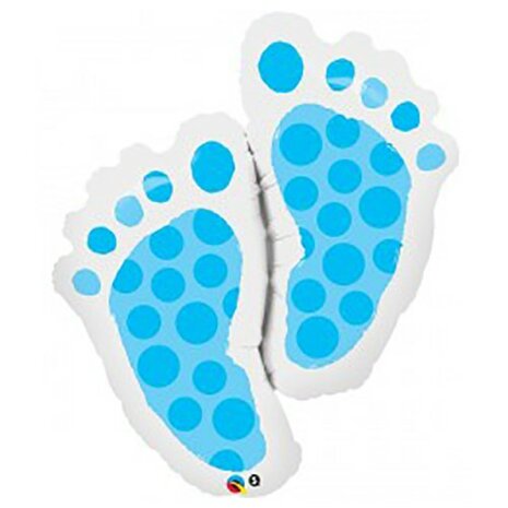 Folie ballon - baby voetjes blauw - 35 inch