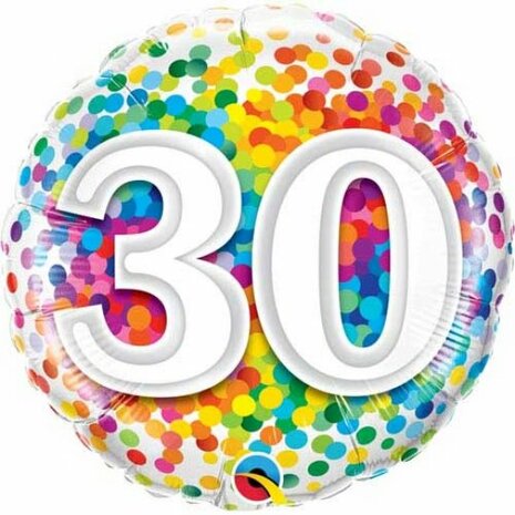 Mooideco - Rainbow confetti - Happy birthday 30 jaar folie ballon