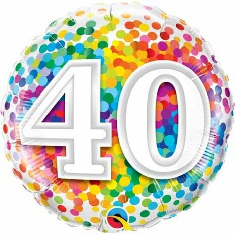 Mooideco - Rainbow confetti - Happy birthday 40 jaar folie ballon