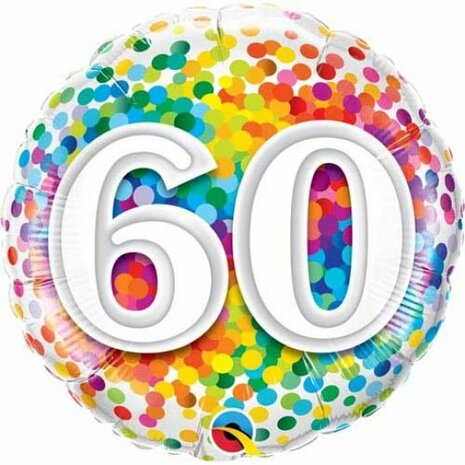 Mooideco - Rainbow confetti - Happy birthday 60 jaar folie ballon