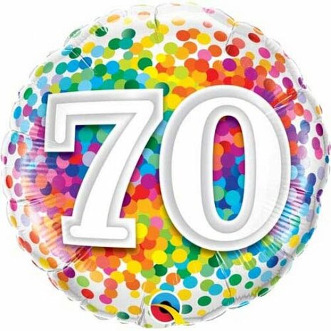 Mooideco - Rainbow confetti - Happy birthday 70 jaar folie ballon