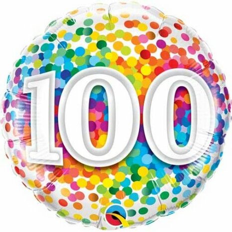 Mooideco - Rainbow confetti - Happy birthday 100 jaar folie ballon