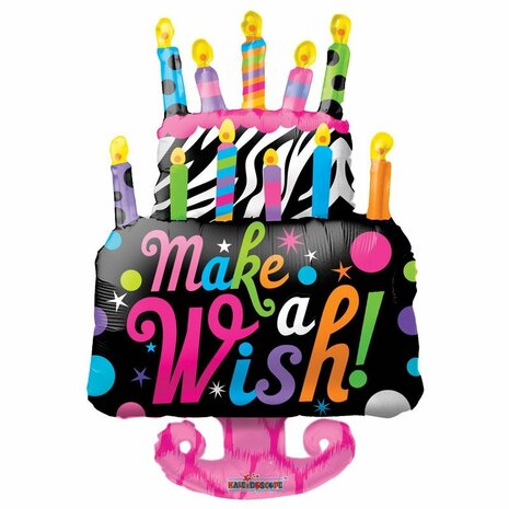 Mooideco - Folie ballon Happy Birthday Taart Make a Whish