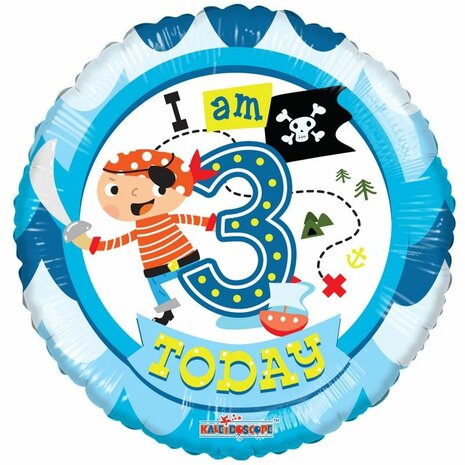 Mooideco  - Happy birthday - Cijfer - Kids - Piraat 3 today