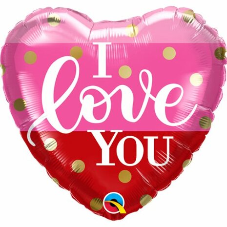 Mooideco - Valentijn - I love you hart gouden stippen - 18 inch