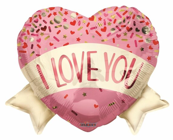 Mooideco - Love You Banner en Sprinkles - Folie Balloon - 18 inch