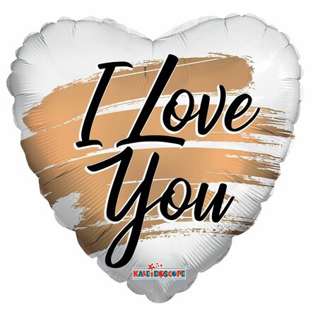 Mooideco - Love You gold paint brush - Folie Balloon - 18 inch