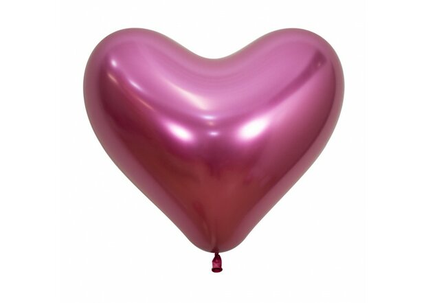 Mooideco - hart ballonnen latex 14 inch Reflex fuchsia