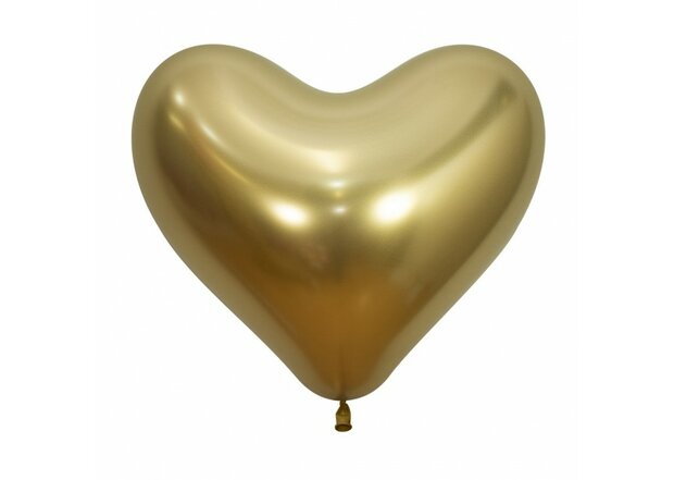Mooideco - hart ballonnen latex 14 inch Reflex gold