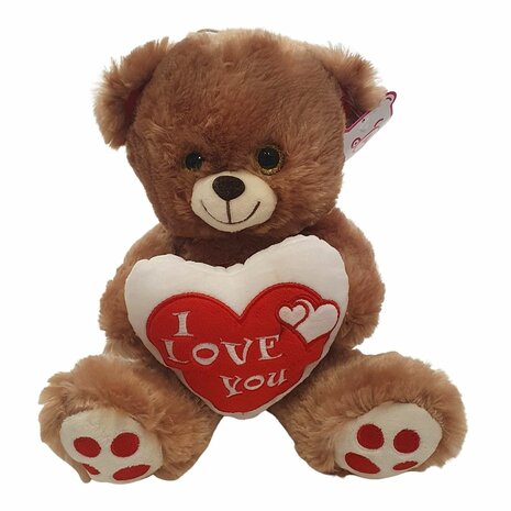 Mooideco - teddybeer met wit hart I Love you