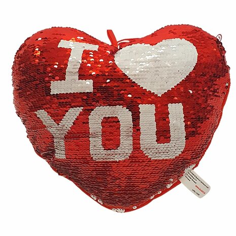 Mooideco - pailletten hart knuffel I Love you
