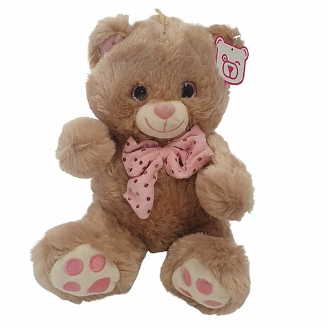 Mooideco - teddybeer met roze strik 