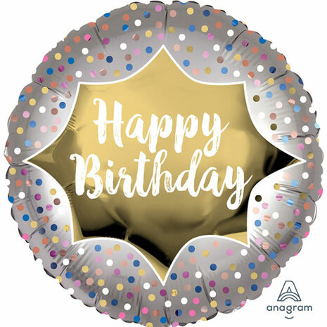 Mooideco - Happy Birthday Golden Burst confetti - 18 inch - Anagram 