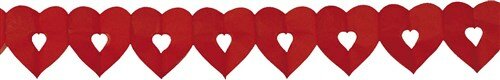 Mooideco - Valentijn slinger - hart klein - rood - 6 meter