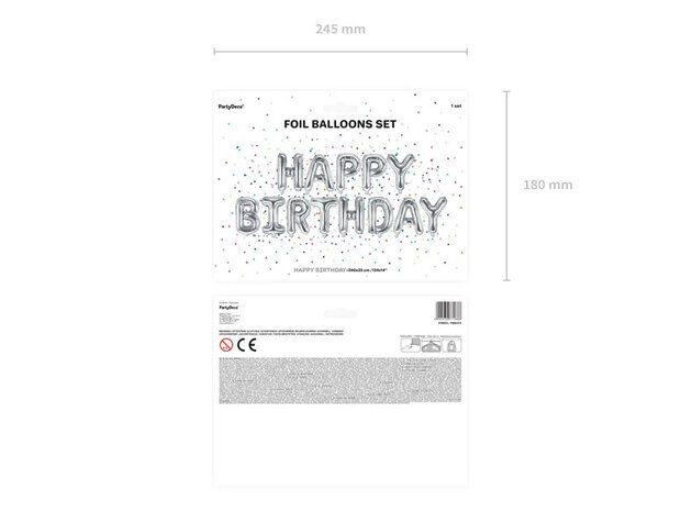 Mooideco - Happy Birthday letters - Silver - 340 X 35 cm - Partydeco 