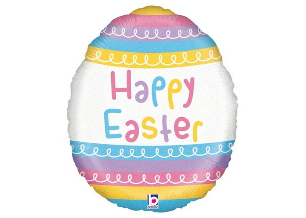 Mooideco - Happy Easter - Pastel Stripes Eggg - 18 inch - Betallic 