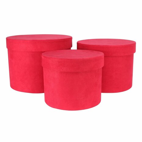 Mooideco - hoedendozen velvet set van 3 stuks rood