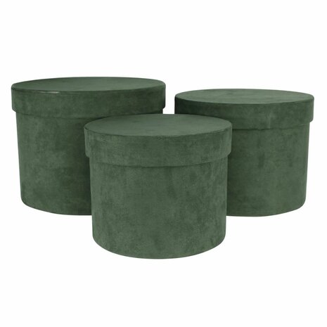 Mooideco - hoedendozen velvet set van 3 stuks groen