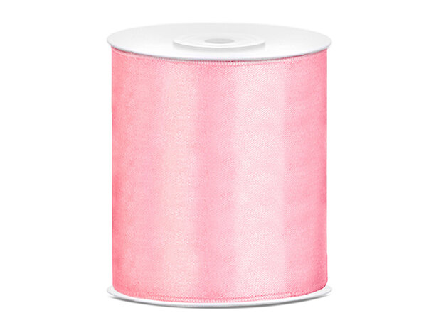 Mooideco - Satijn lint licht roze 100 mm/10 cm breed