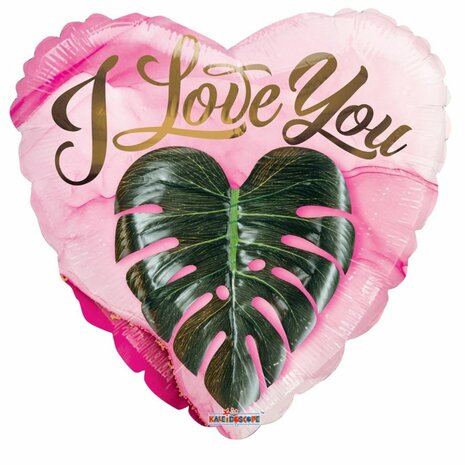 Mooideco - i love you heart leaf - Folie Balloon - 18 inch