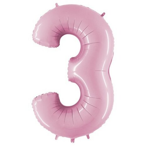 Mooideco - Number 3 - Pastel Pink - 26 inch