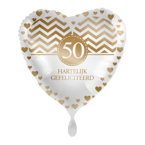 Mooideco - 50 hartelijk gefeliciteerd - folie ballon - 18 inch - Everloon 