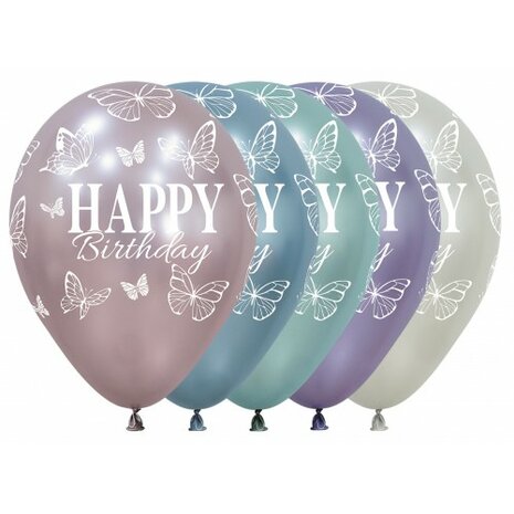 R12 - Happy Birthday - Enchanted Butterflies - Silk assortment - Sempertex balloons