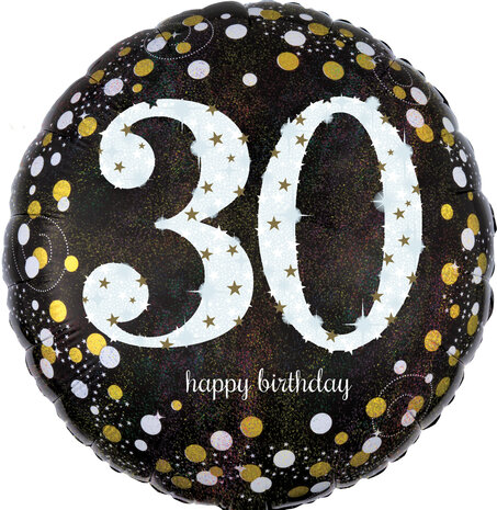 Mooideco - Sparkling black - Happy birthday 40 jaar ballon