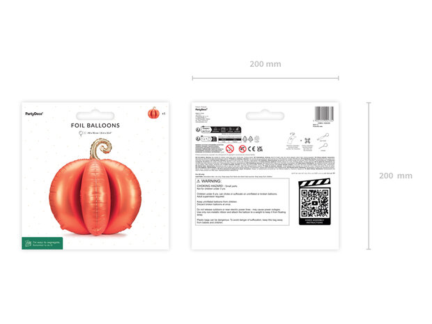 Standing 3D Pumpkin Foil Balloon &ndash; 90 x 90 cm - Partydeco (1)