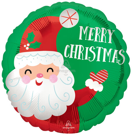 Satin Smiley Santa Christmas - Standard HX - Christmas - 18 inch - S40 - Anagram Balloons (1)