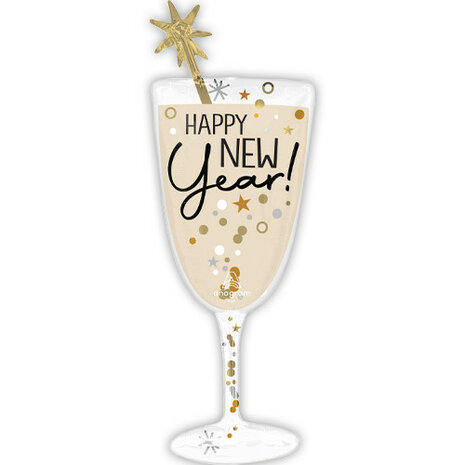 Mooideco - Bubbly New Year Glass - SuperShape - New Year - 30 inch - P35 - Anagram Balloons