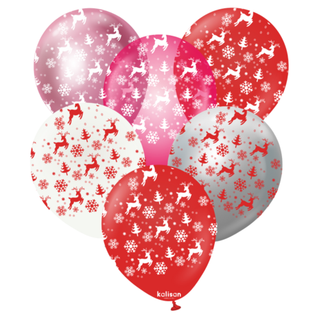 Mooideco - Christmas Reindeer - Red, White, Mirror Pink, Mirror Silver and Crystal Fuchsia - Print Red or white - 12 inch - Kal