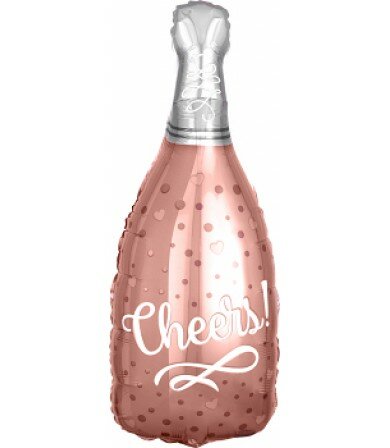 Mooideco - cheers rose fles - 26 inch - Anagram ballonnen