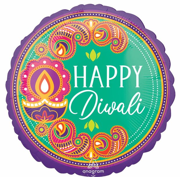 Mooideco - Rangoli dreams - Standard HX - happy Diwali - 18 inch - S40 - Anagram Balloons