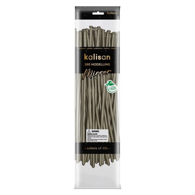 Mooideco - 260 - Mirror White Gold - Nozzle up - Kalisan balloons