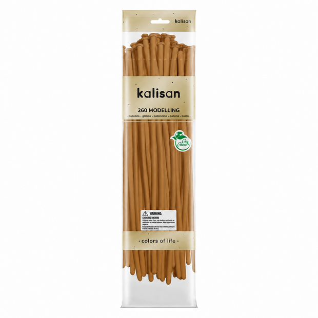 Mooideco - 260 - Standard Caramel Brown - Nozzle up - Kalisan balloons